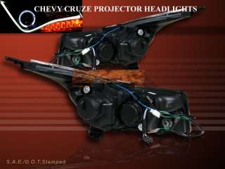 2011 2012 CHEVY CRUZE HALO R8 STYLE LED STRIP PROJECTOR HEADLIGHTS 