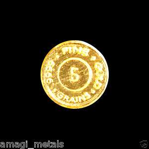 GRAIN SOLID 24K GOLD BULLION BAR/ROUND/COIN .999 PURE  