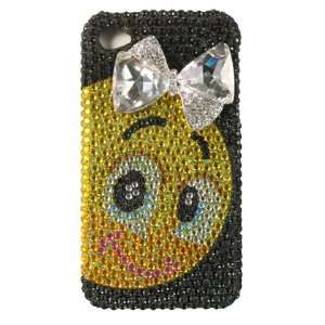 Iphone? 4s / Iphone? 4 Compatible Full Diamond Black Smily Face Ribbon
