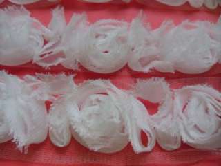 Victorian 16 pcs 3 D White Chiffon Rose Trim Lace (34.5) BT066  