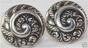 VICTORIAN ANTIQUE STERLING SILVER CUFF BUTTONS 1881  