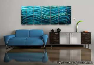Large Modern Abstract Metal Wall Art Decor Painting Blue Calm Before 