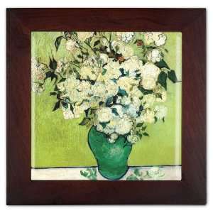 Van Gogh   Vase of Roses Ceramic Trivet & Wall Decoration  