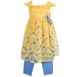   Infant Toddler Girls Yellow Blue Butterfly Outfit Set 12M 4T Baby