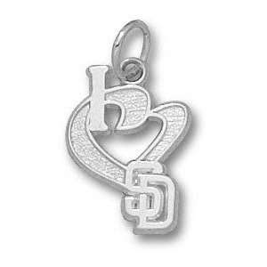 San Diego Padres Sterling Silver  I Heart SD 1/2 Pendant  