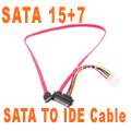 15+7 Pin Power/Data to 4 Pin IDE Power SATA Data Cable  