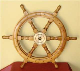 Vintage 24 boat, yacht, ship wood wooden steering wheel  