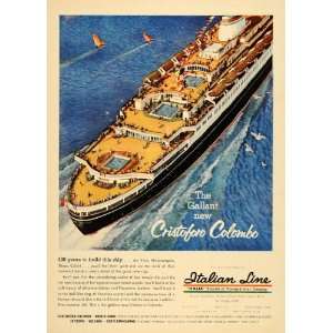 1954 Ad Travel Italian Line Cruise Cristoforo Colombo 