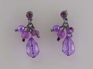Purple Amy Crystal Butterfly Necklace Earring Set s0303  