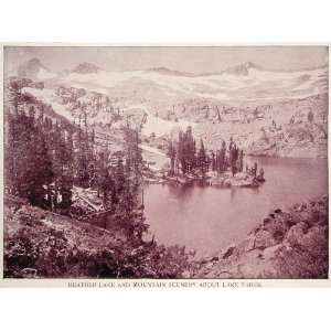  1893 Print Heather Lake Tahoe Mountain Landscape Snow 