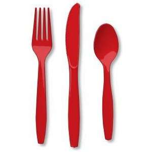  Heavy Duty Plastic Cutlery, Red