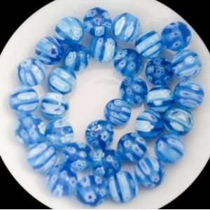  12mm Blue Round Millefiori Glass Beads 15 Everything 