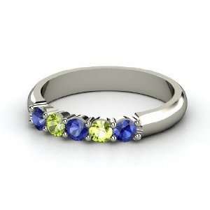   Ring, 14K White Gold Ring with Sapphire & Peridot Jewelry
