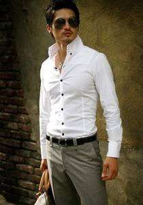 TAILOR CUSTOM MADE SIZE & COLOR Slim Skinny Fit High Collar White 