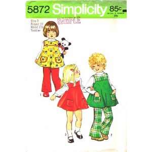   Vintage Sewing Pattern Toddler Girls Jumper Bell Bottom Pants Size 3