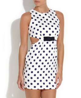 Navy (Blue) Another Label Monochrome Spot Cut Out Dress  249866141 