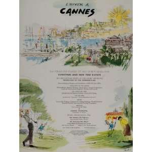1954 Ad Travel Winter Cannes France Golf Golfing NICE   Original Print 