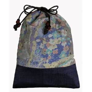  Mala Bag   Japanese Silk Prints   Turquoise/Blue Floral 
