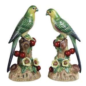  Exotic Birds Collection Green PARROT Figurine Pair