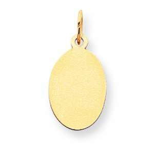  14k Plain .011 Gauge Engraveable Oval Disc Charm Jewelry