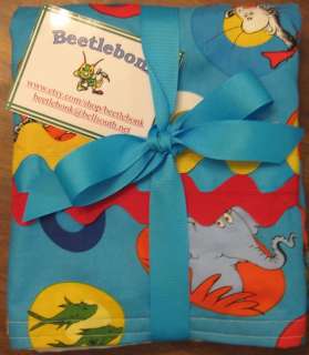 Dr. Seuss Minky Blanket with Trim Handcrafted 28 x 35  