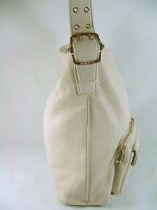 Michael Kors Wainscott Leather Large Shoulder Bag Purse Vanilla  