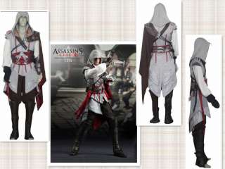 Assassins Creed 2 II Ezio white anime cosplay costume  