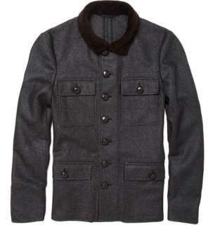   jackets  Field jackets  Four Pocket Jacket With Shearling Collar