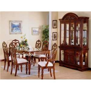 Set for 2 Wide Back Cherry Wooden Dinning Chair 