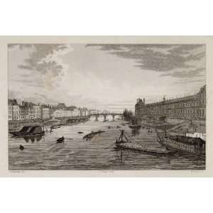  1831 River Seine Boats Paris France Copper Engraving 