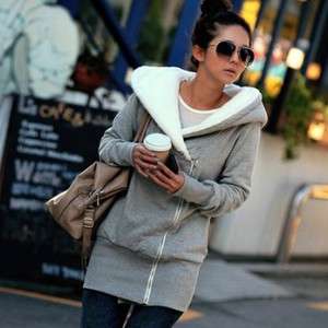 Women Warm Zip Hoodie Jacket Coat Outerwear Gray GC9 S  