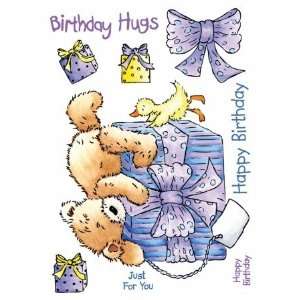   Bear Unmounted Rubber Stamp Set Birthday Hugs Arts, Crafts & Sewing