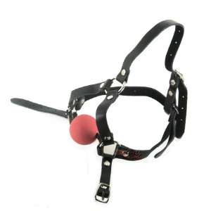  Leather Head Harness   Soft Rubber Ball Gag (Small 