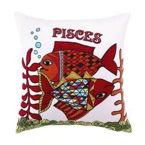 Pisces Zodiac Horoscope Embroidered Pillow 18 Inches X 18 Inches 