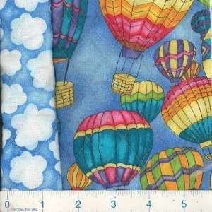  42 Wide Double sided Pre Quilted Flying High Blue Fabric 