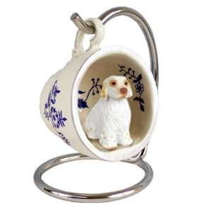  Clumber Spaniel Blue Tea Cup Dog Ornament
