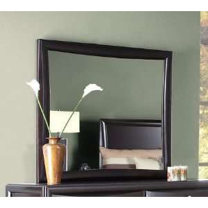  Bedroom Mirror with Concave Side Panel in Mahogany Finish 