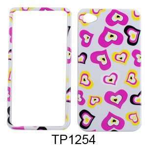   IPHONE 4 CASE COVER SKIN FUNKY HEARTS WHITE Cell Phones & Accessories