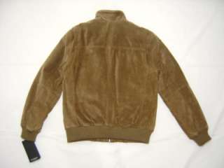 YORKE Genuine Luxury Suede Leather Zip S Jacket Brown Mens Coat 