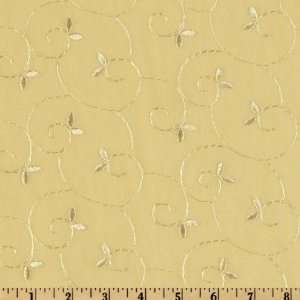 58 Wide Embroidered Chiffon Vines Gold Fabric By The 