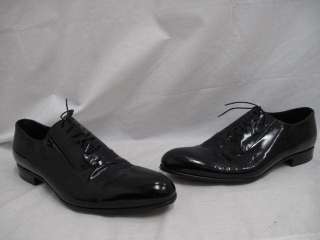 Giogrio Armani Black Patent Leather Lace Up Tuxedo Dress Shoes 42 $725 