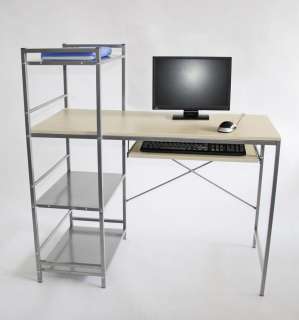 Computertisch Schreibtisch, 110x108x52cm, creme, braun  