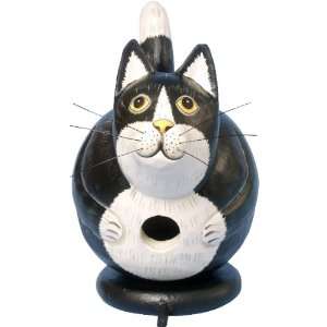  Handcrafted Birdhouse   Black & White Cat Patio, Lawn 