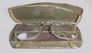 OLD ROGERS JEWELERS & OPTICIANS CASE W/ GLASSES INSIDE  