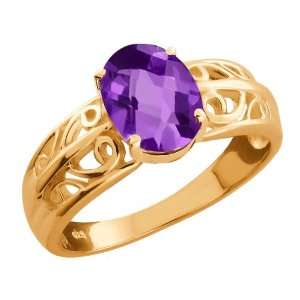  1.00 Ct Checkerboard Purple Amethyst 18k Rose Gold Ring Jewelry