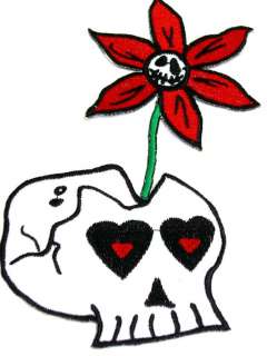 Cute Flower Skull Totenkopf Rockabilly Patch batcave  