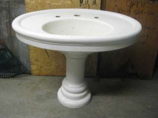 Antique Earthenware Large Oval Pedestal Sink  