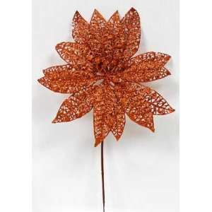  9 Copper Glitter Lace Poinsettia Stems   Pkg of 12 Arts 