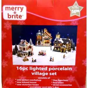    Christmas 16 Pc. Lighted Porcelain Village Set