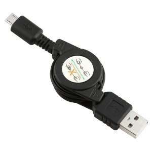  2.0 USB A to Mini USB B 5 pin Retractable Cable (Black 